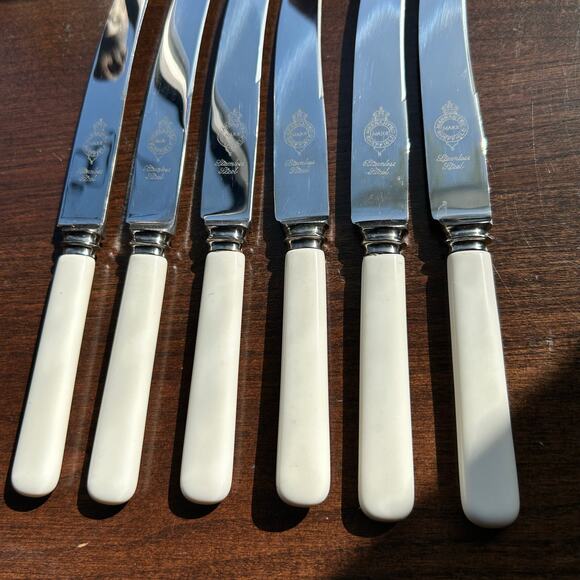 Atkinson Bros.Sheffield Dinner Knives 6 Piece ~ Stainless Steel ~ Faux Bone - Picture 3 of 6